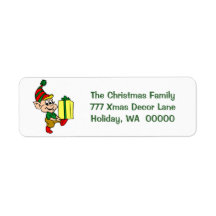 Happy Elf Merry Christmas Card Envelopes Address Return Address Labels