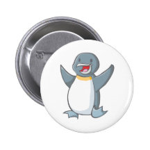 Happy Emperor Penguin Cartoon Pinback Button