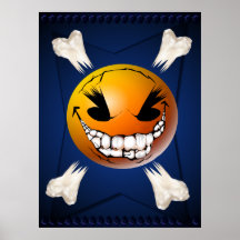 Happy, Evil Smiley Face Print