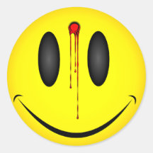 Happy Face Bullet Hole Round Sticker