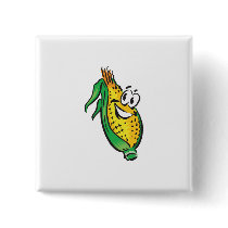 happy face corn on the cob pinback buttons