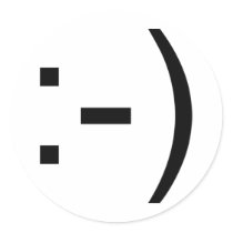 Happy face emoticon! round stickers