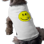HAPPY FACE SMOKER funny 420 joint smoking humor Doggie T Shirt