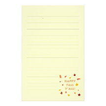 Happy fall y'all. Falling leaves lined stationary Custom Stationery