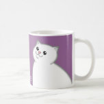 Happy Fat White Cat Ringer Mug