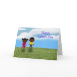 Happy Father's Day Dad with African American kids Card