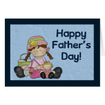 Happy Fathers Day Girl Tapestry Card Horizontal