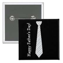 Happy Father's Day! Light Grey Stripes Fake Tie Pinback Button