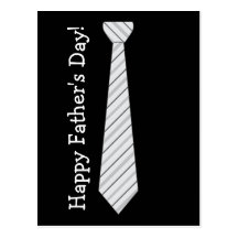 Happy Father's Day! Light Grey Stripes Fake Tie Postcards