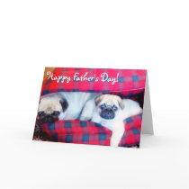 Happy Father's Day pugs greeting card