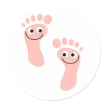 Happy Feet Round Stickers