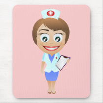 Happy Female Nurse Mouse Pads