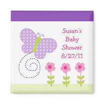 Happy Flowers & Butterfly Baby Shower Magnet