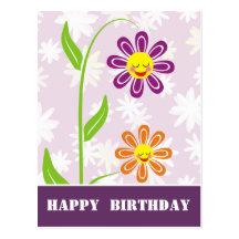 Happy Flowers Happy Birthday Postcards