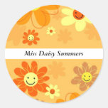 Happy Flowers Round Sticker