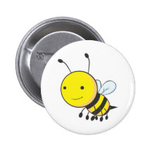 Happy Flying Baby Bee Insect Pinback Button