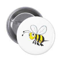 Happy Flying Bee Insect Button