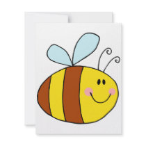 happy flying honeybee honey bee cartoon personalized invites