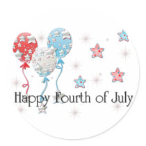 Happy Fourth of July Balloons/Stars Stickers