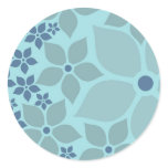 Happy Garden, Floral blues, Template Product Round Stickers