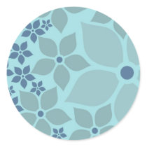 Happy Garden, Floral blues, Template Product Round Stickers