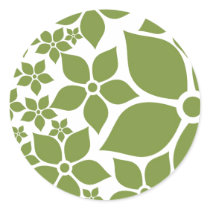 Happy Garden, Green & White, small sticker