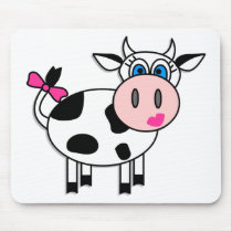 Happy Girl Cow Mouse Pads