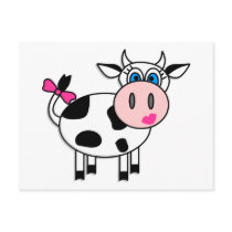 Happy Girl Cow Post Card