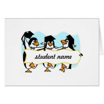 Happy Graduating Dancing Penguins w/Banner Cards