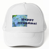 Happy Grandma! hats Blue Floral Hydrangea Flowers
