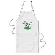 happy grazing cow apron