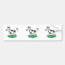 happy grazing cow bumper sticker