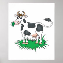 happy grazing cow print