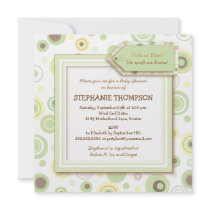 Happy Green Dots Neutral Baby Shower Invitation