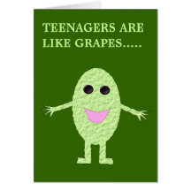 Happy Green Grape Teenagers Greeting Card