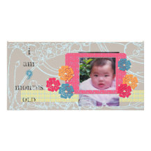 Happy Growing Baby Photo Card In Sand