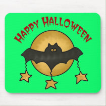 Happy Halloween Bat and Stars mousepads