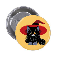 Happy Halloween Black Cat Buttons