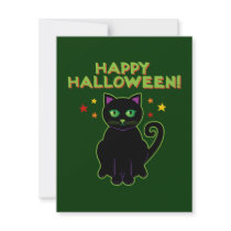 Happy Halloween Black Cat Custom Announcements