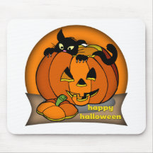 Happy Halloween Black Cat Mouse Pad