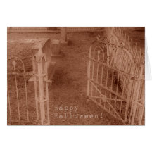 Happy Halloween Cemetary Gate Greeting Cards