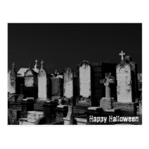 Happy Halloween Cemetary Postcard