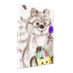 Happy Halloween Costumed Raccoon Stretched Canvas Print