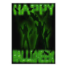 Happy Halloween Creepy Bats and Zombies Invitation