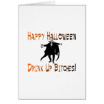 Happy Halloween Drink Up Bitches Dracula Orange Card