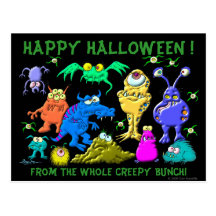 Happy Halloween Fron The Whole Creepy Bunch Postcard