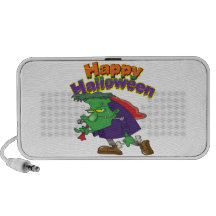happy halloween funny frankenstein cartoon travelling speaker