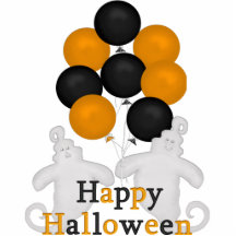 Happy Halloween Ghost with Balloons Photo Cutout