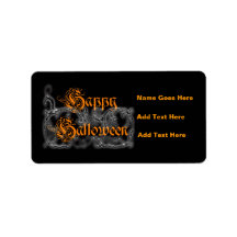 Happy Halloween Ghostly Scrolls Personalized Address Label