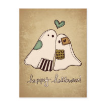 happy halloween ghosts postcard